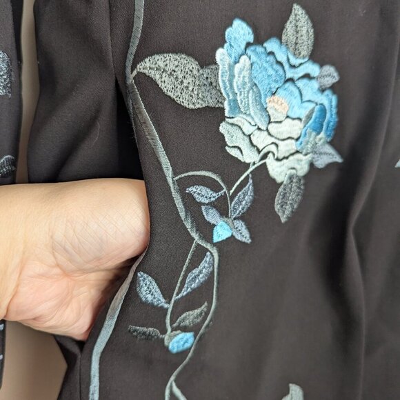 Nygard Collection Floral Embroidered Long Coat - Picture 8 of 10